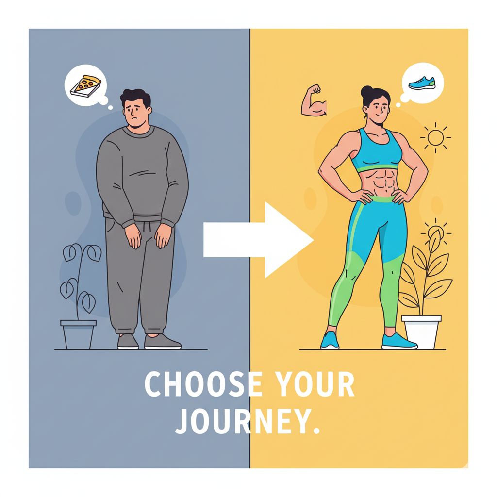 Two person one is fit second is over weight